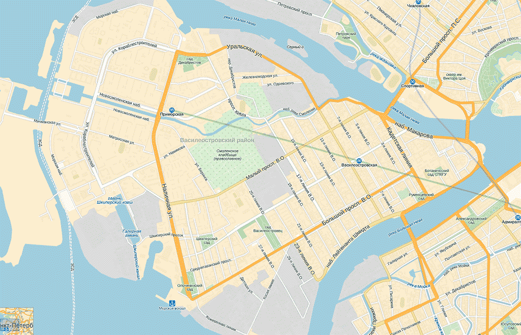 Средний проспект Васильевского острова (яндекс-карты)